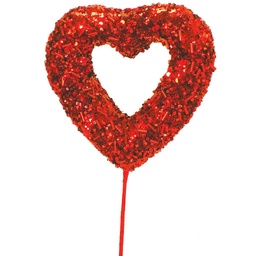 [S703723-RED] HEART 3.5&quot;OPEN RED  W/14&quot; PICK SEQUIN
