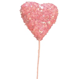 [S703733-PNK] HEART 3"CLOSED PINK  W/14" PICK SEQUIN