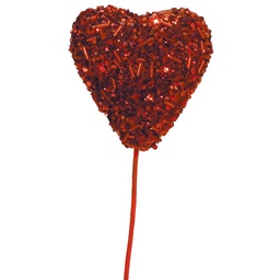 [S703733-RED] HEART 3&quot;CLOSED RED  W/14&quot; PICK SEQUIN