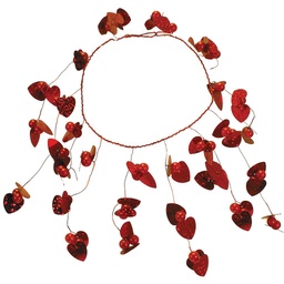 [S71517-RED] VASE-RED WIRE NECKLACE W/HEARTS