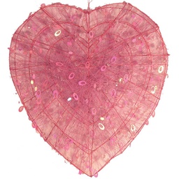 [S72776-PNK] HEART 16"PINK FLAT WIRE DISPLAY