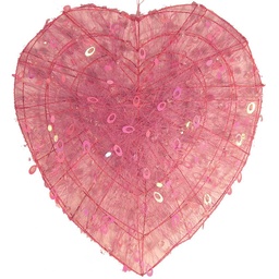 [S72777-PNK] HEART 20"PINK FLAT WIRE DISPLAY