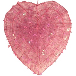 [S72777-PNK] HEART 20&quot;PINK FLAT WIRE DISPLAY