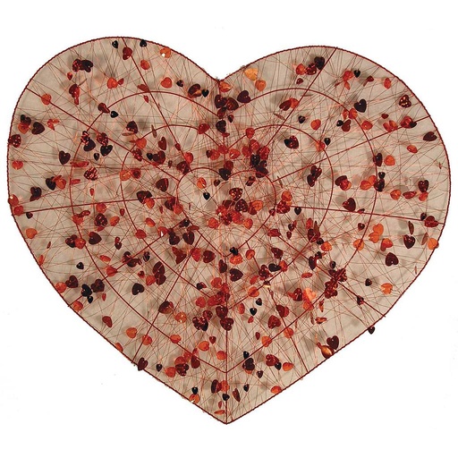 [S72777-RED] HEART 20"RED FLAT WIRE  DISPLAY