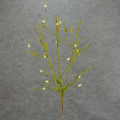 [SA302-YEL] TWIG MOSS SPRAY 34" W/YELLOW BLOSSOMS