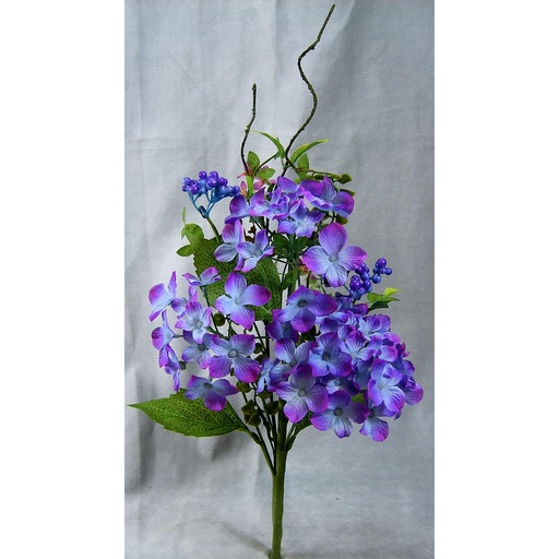 [SA326-PUR] HYDRANGEA/BERRY SPRAY 16"  PURPLE