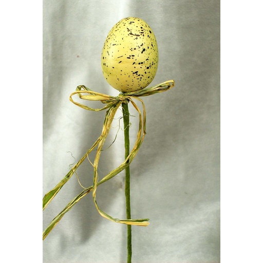 [SA336-CRM] EGG 2" W/RAFFIA ON PICK CREAM (1 DZ/BAG)