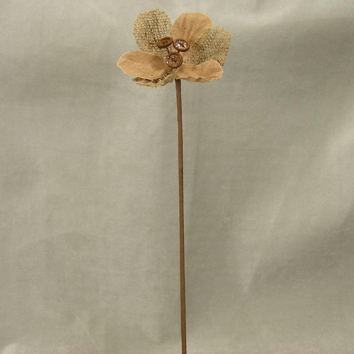 [SA4027] BURLAP FLOWER 4" 17"O.A.L