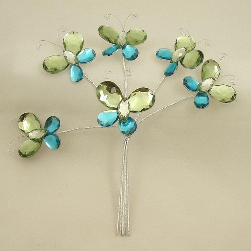 [SA4053-BGN] BUTTERFLY ACRYLIC PICK X6 7"  BURGUNDY/GREEN