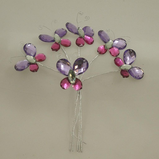 [SA4053-PFU] BUTTERFLY ACRYLIC PICK X6 7"  PINK/FUCHSIA