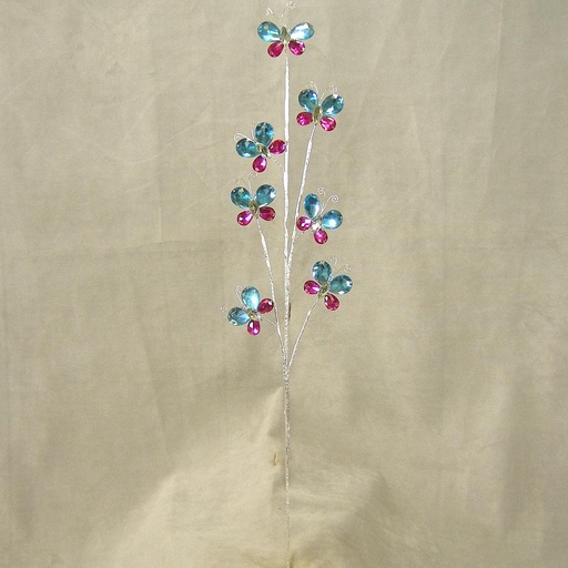 [SA4054-BFU] BUTTERFLY ACRYLIC SPRAY 26"  BLUE/FUCHSIA