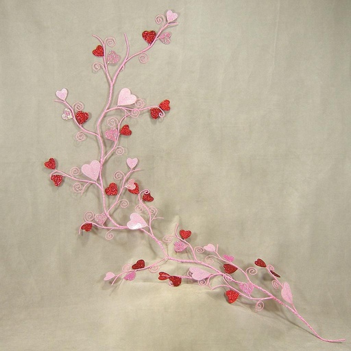 [SA4055] GARLAND 4' CURLY WITH HEARTS RED/PINK