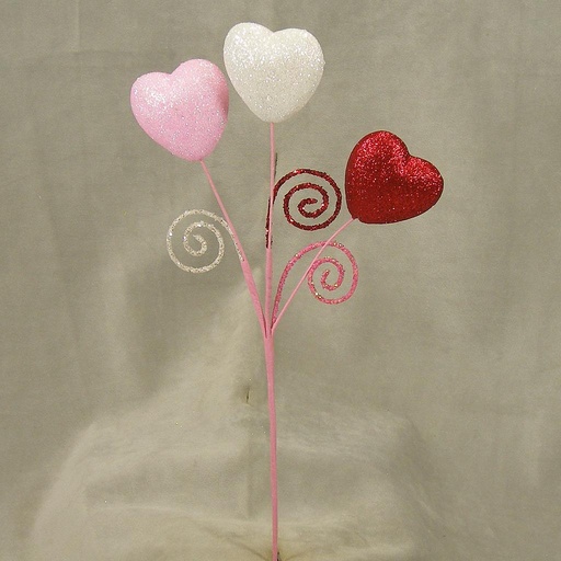 [SA4060-RPW] HEART CURLY PICK  16" RED/PNK/WHT