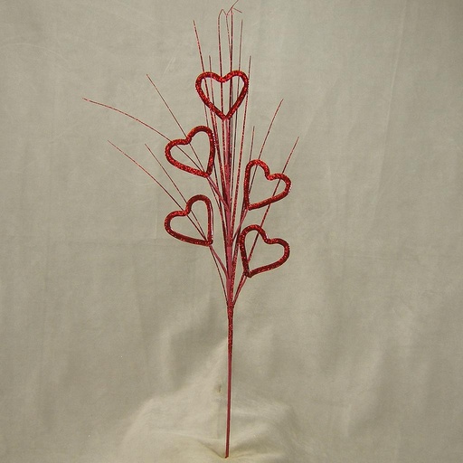 [SA4062] HEART SPRAY W/GRASS  26" RED