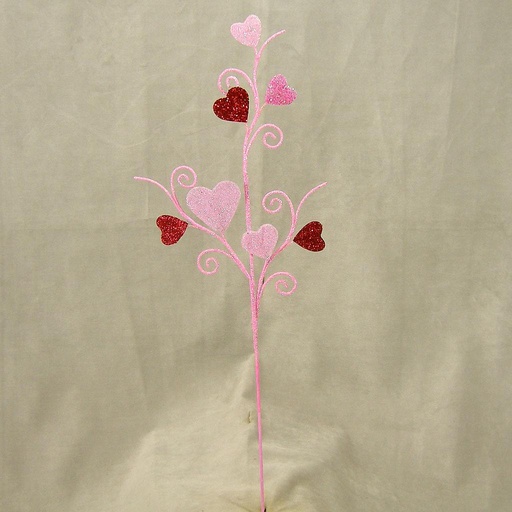 [SA4063] HEART CURLY SPRAY  25" RED/PINK