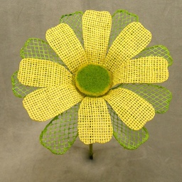 [SA4115-YGN] DAISY 7&quot; BURLAP PICK  YELLOW/GREEN
