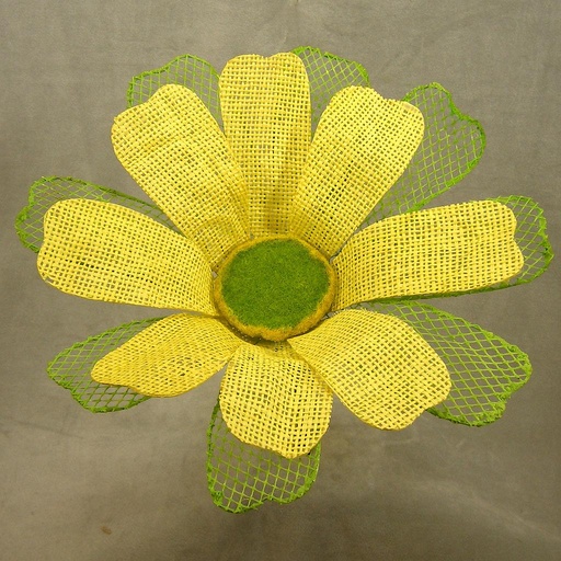 [SA4116-YGN] DAISY 12" BURLAP PICK  YELLOW/GREEN