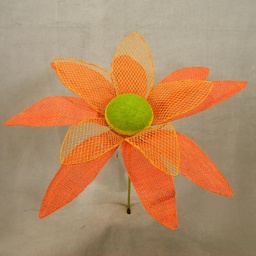 [SA4118-ORG] DAISY 16&quot; BURLAP PICK  ORANGE