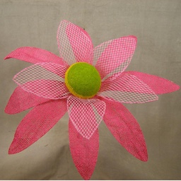 [SA4118-PNK] DAISY 16&quot; BURLAP PICK W/POINTED PETALS  PINK