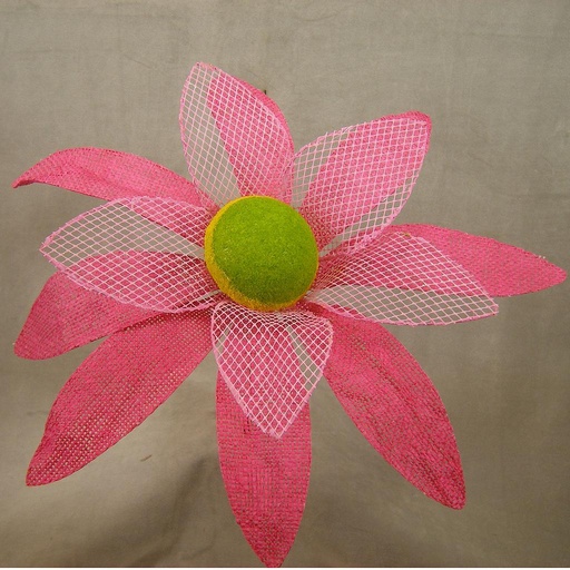[SA4118-PNK] DAISY 16" BURLAP PICK W/POINTED PETALS  PINK