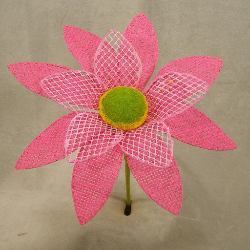 [SA4120-PNK] DAISY 8" BURLAP PICK  PINK