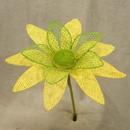 [SA4120-YGN] DAISY 8&quot; BURLAP PICK  YELLOW/GREEN