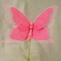 [SA4121-FUS] BUTTERFLY 9" BURLAP PICK  FUCHSIA
