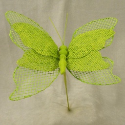 [SA4121-GRN] BUTTERFLY 9" BURLAP PICK  GREEN