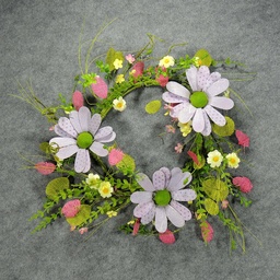 [SA4123-PUR] WREATH 18&quot; MIXED W/PURPLE FLWR MICRO DOTS