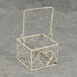 [SA5025-WHW] BASKET WIRE 2.5"H X 3.25"Dw/HDL  WHITE WASH