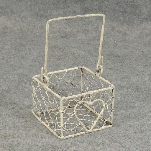 [SA5025-WHW] BASKET WIRE 2.5"H X 3.25"Dw/HDL  WHITE WASH