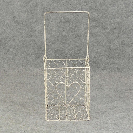 [SA5027-WHW] BASKET WIRE 6.5"H X 5.75"D WHITEWASH