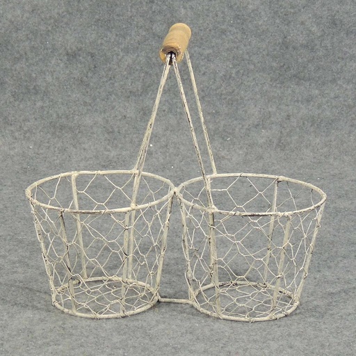 [SA5029-WHW] BASKET WIRE 4"Hx9.75"Lx4.75"W WHITEWASH