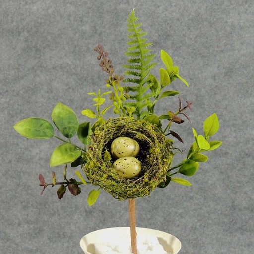[SA5044] NEST W/EGGS & FOLIAGE PICK 11"