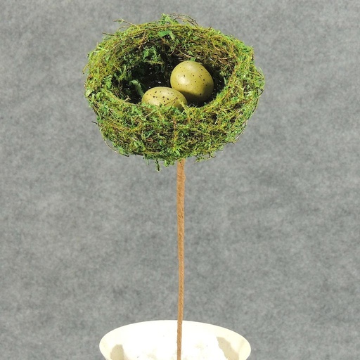 [SA5045-GRN] NEST 4" MOSS/TWIG W/EGGS ON PIC