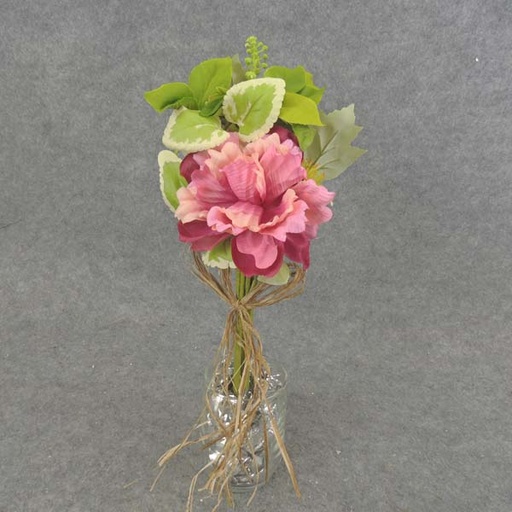 [SA6005] ROSE/PEONY MIX BUNDLE 15" X6 W/RAFFIA BOW