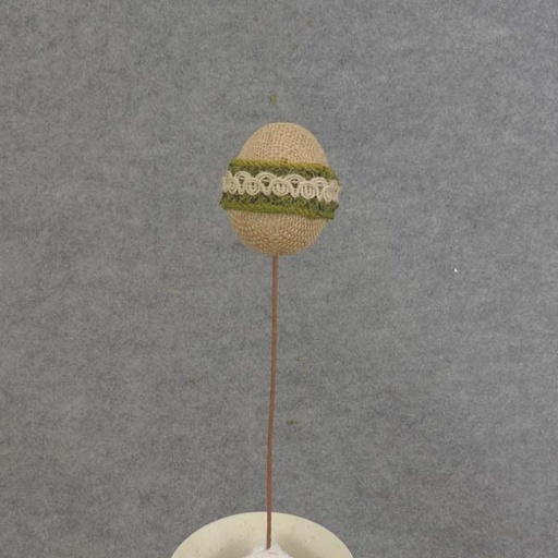 [SA6015-B] EGG PICK 11" BURLAP/MOSS BAND