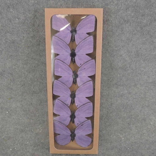 [SA7018] BUTTERFLY PRINTED 3" W/WIRE 6/BOX PURPLE