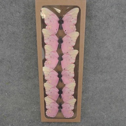 [SA7019] BUTTERFLY PRINTED 3" W/WIRE 6/BOX PINK/CREAM