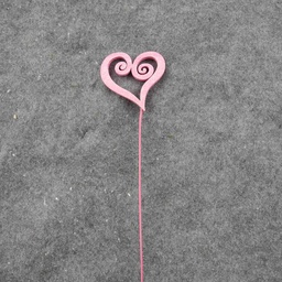 [SA8245-PNK] HEART SPIRAL PICK W/GLITTER 17&quot; (6/BAG)   PINK