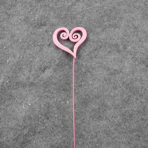 [SA8245-PNK] HEART SPIRAL PICK W/GLITTER 17" (6/BAG)   PINK