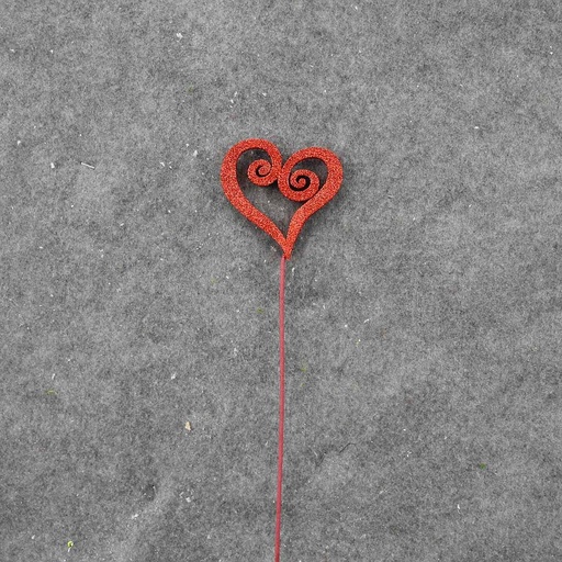 [SA8245-RED] HEART SPIRAL PICK W/GLITTER 17" (6/BAG)   RED