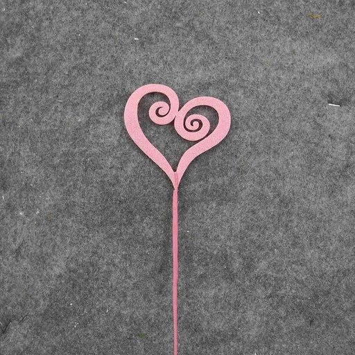 [SA8249-PNK] HEART PICK 17.25" W/GLITTER (6 PER BAG)