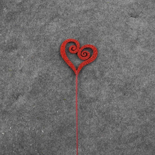 [SA8249-RED] HEART PICK 17.25" W/GLITTER (6/BAG) RED