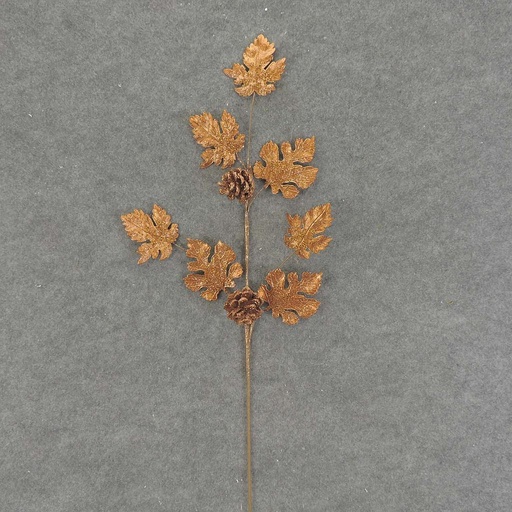 [SAF7017-BRZ] OAK LEAF SPRAY W/CONES X3 28"  BRONZE