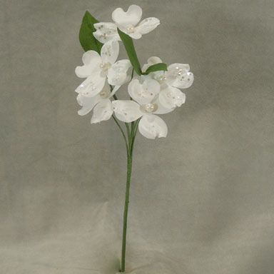 [SB3108] DOGWOOD PICK W/PEARLS & MICA (6/BG)  13.5" OAL