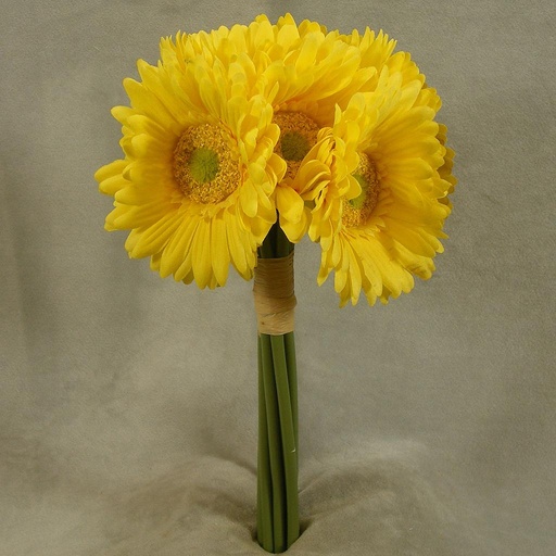[SB4125-YEL] GERBERA DAISY BOUQUET X9 10.5"  YELLOW