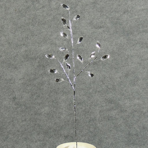 [SB4172] JEWEL LEAVES SPRAY X3 16" CLEAR