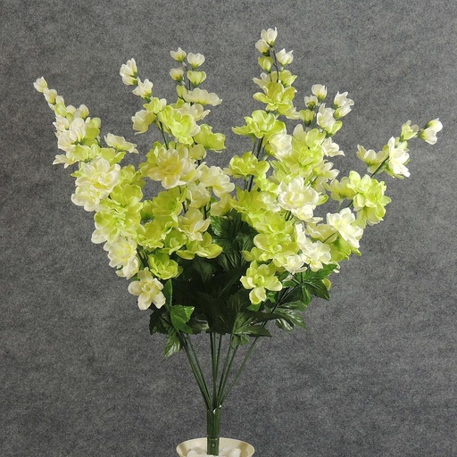 [SB5078-CGN] DELPHINUM BUSH X9 25"  CREAM/GREEN