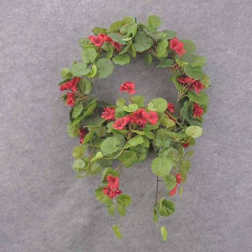 [SB5102-RED] WREATH 16" GERANIUM W/POT RED